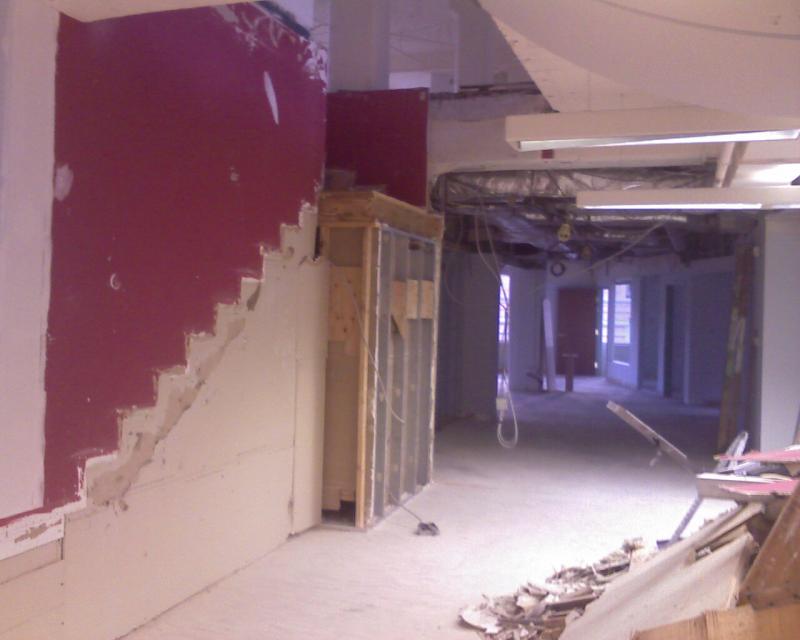 Demolition of wall, stair case and railings